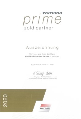 Link zu warema prime Gold Partner Zertifikat